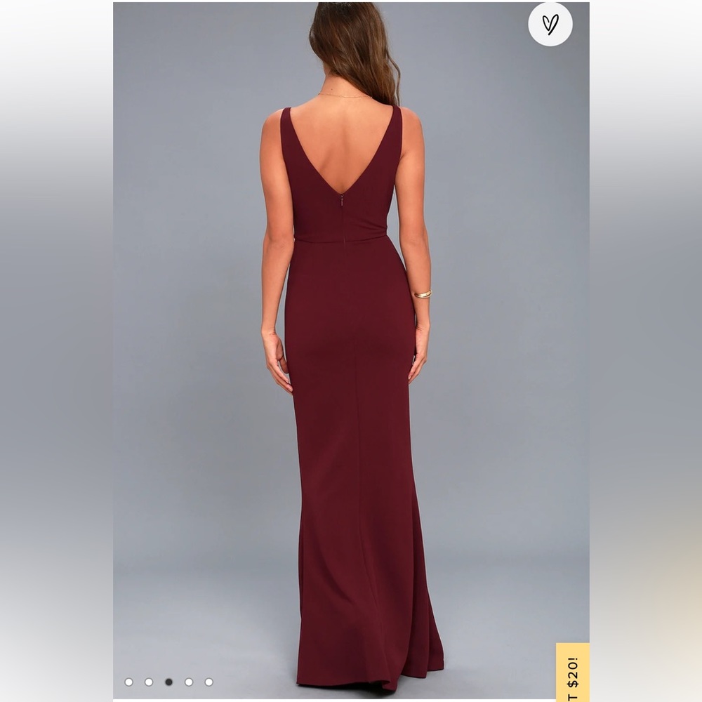 Lulus Melora Wine Red V Neck Mermaid Maxi Dress XS - Picture 2 of 16